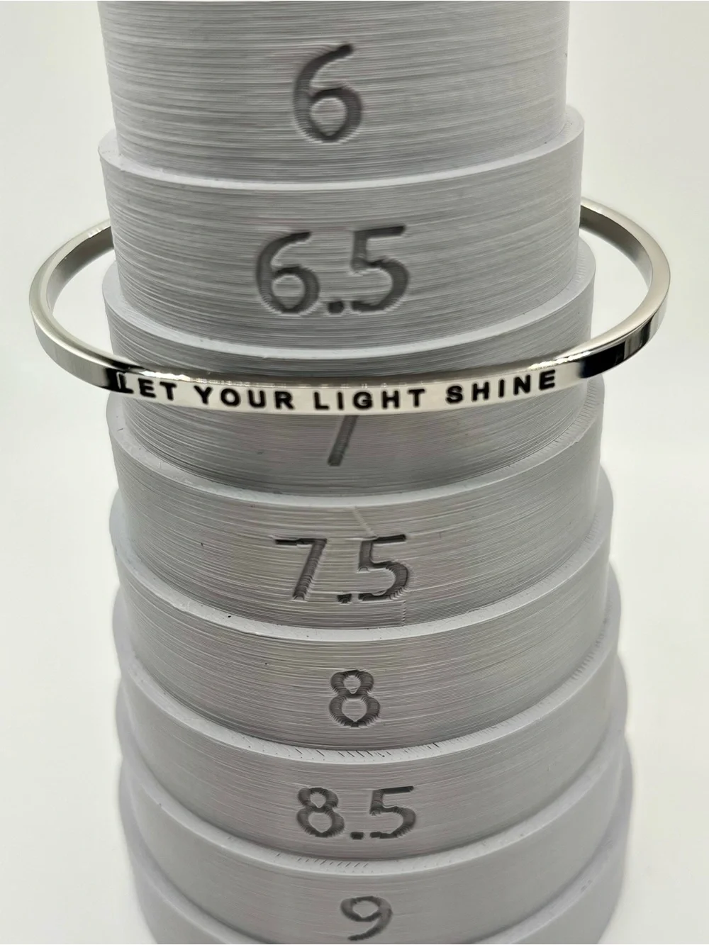 MantraBand Silver and Black Inspirational Bangle Bracelet